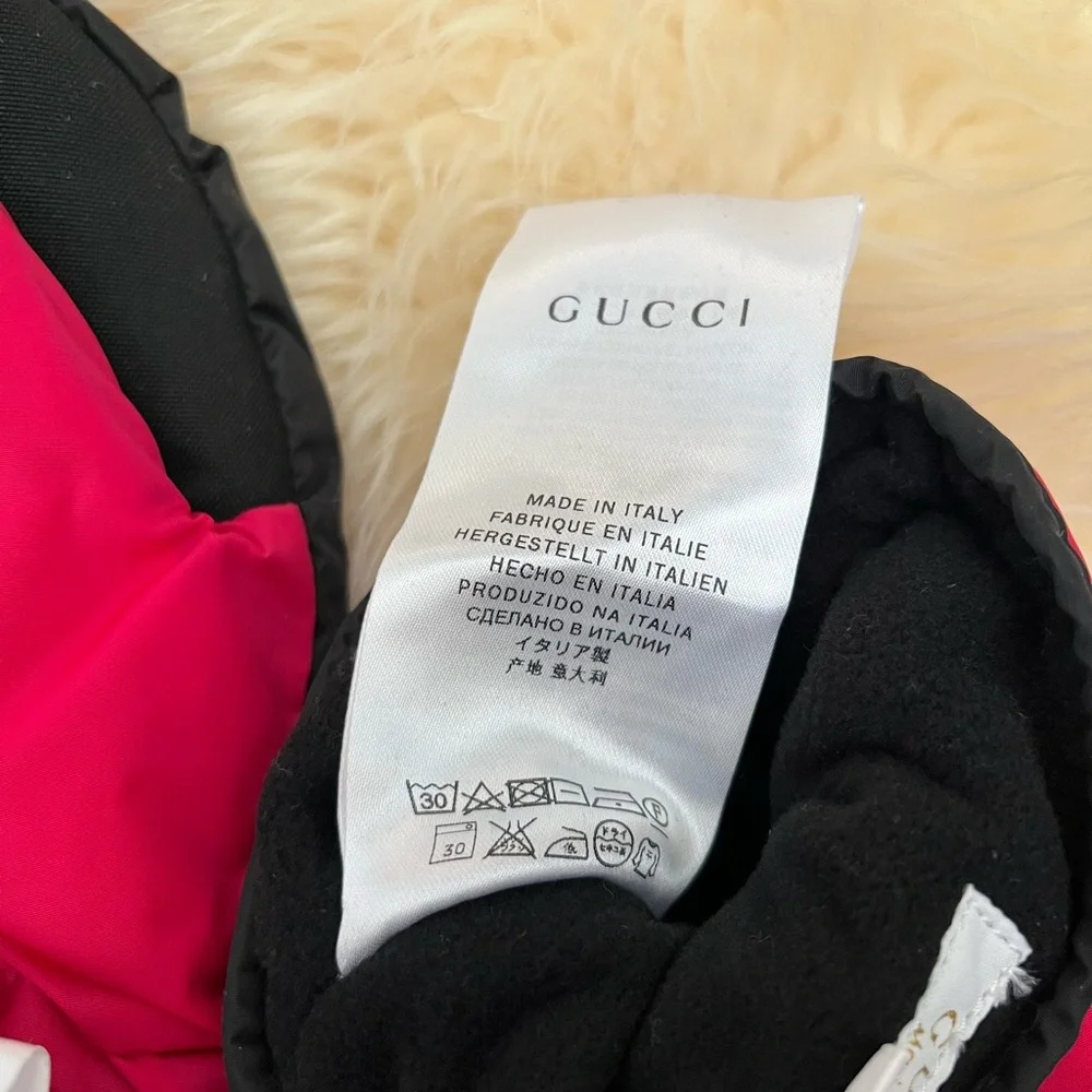 NWT 100% AUTH Gucci Kids Technical Ski Gloves In Raspberry Sz 10